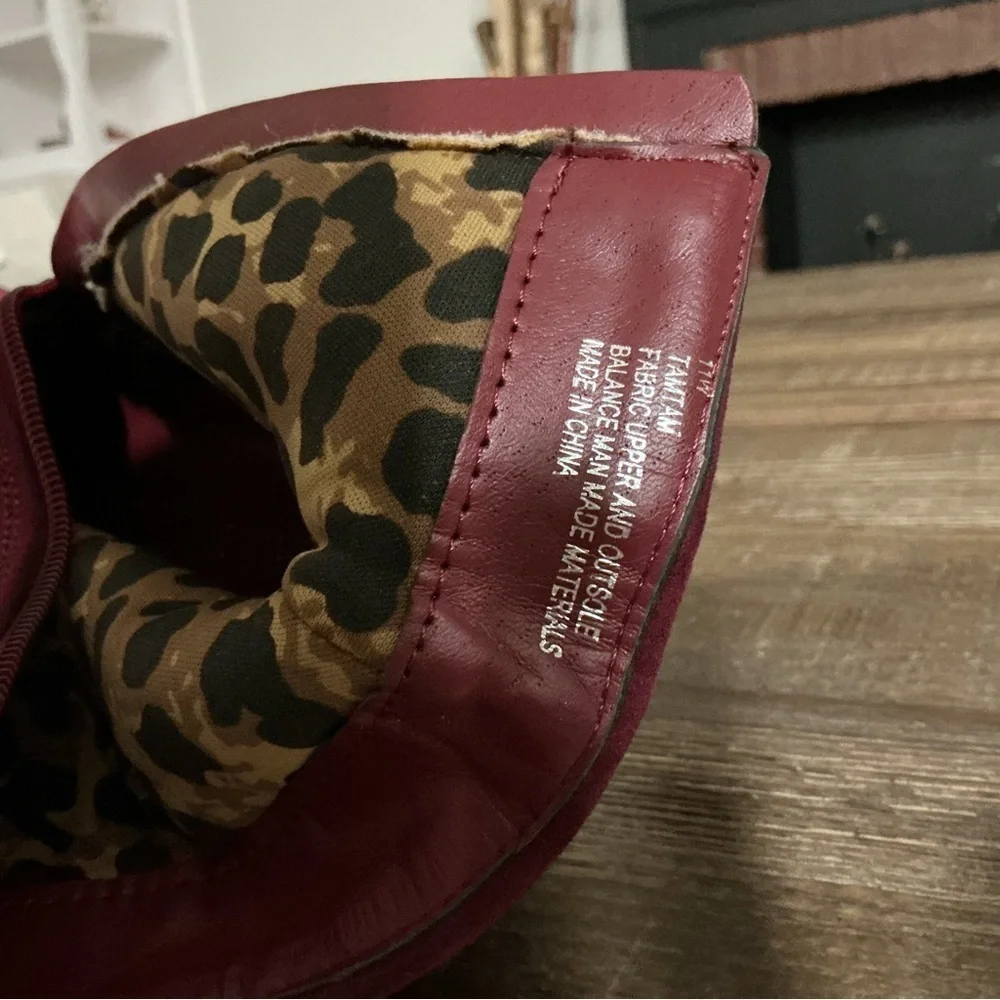 ASHLEY STEWART Grommet Fringe Bootie Fashion Boots Burgundy Sz 11w
